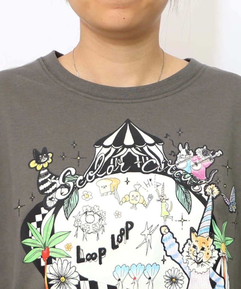 サーカス風柄のメローTシャツ-15