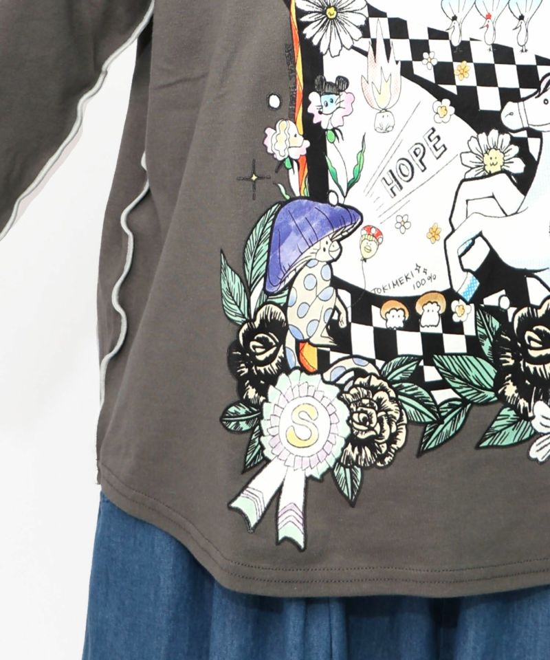 サーカス風柄のメローTシャツ-17