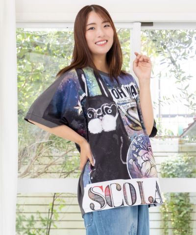 ScoLar 152692：ネコ蝶柄チュニック 152692：ネコ蝶柄チュニックの通販-ScoLar