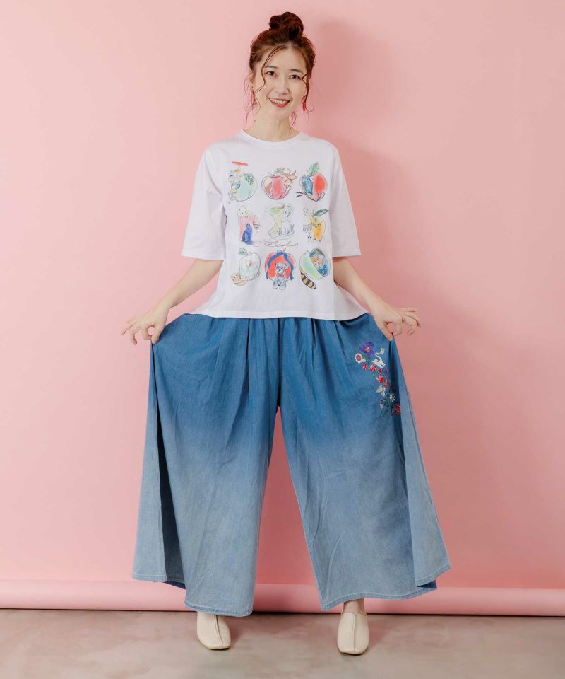 151705-1：刺繍グラデーション加工デニムパンツの通販-ScoLar