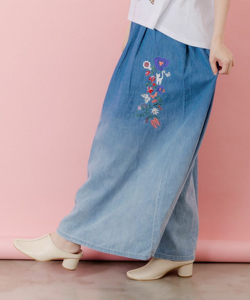 刺繍グラデ―ジョン加工デニムパンツ-3