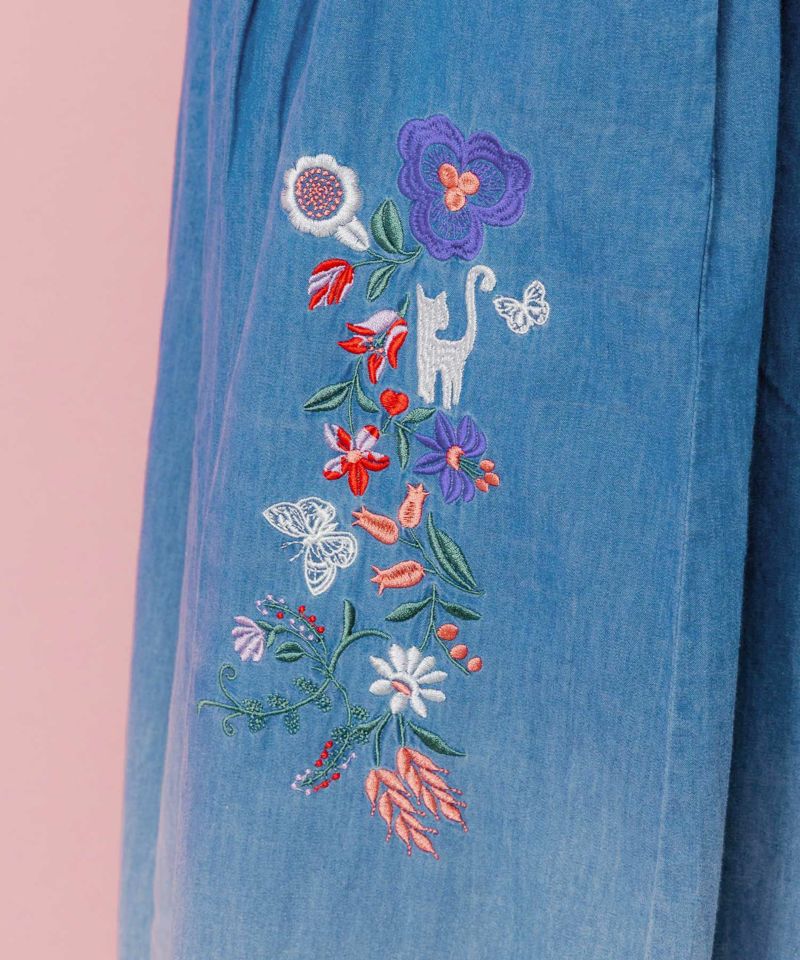 刺繍グラデ―ジョン加工デニムパンツ-5