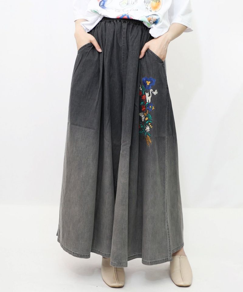 刺繍グラデ―ジョン加工デニムパンツ-7