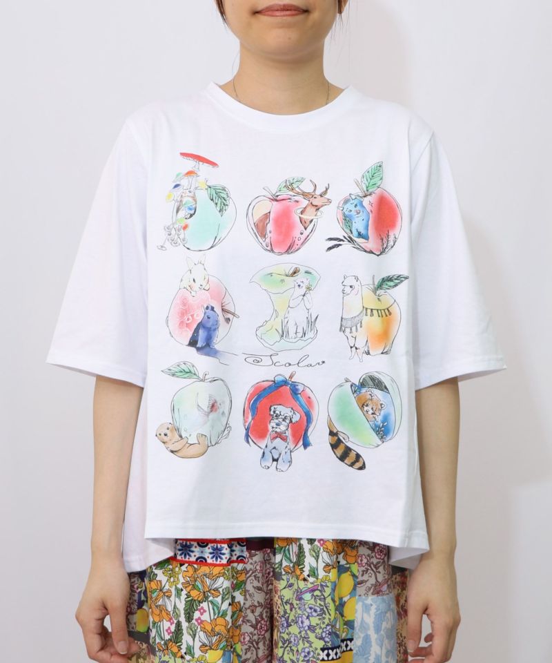 アニマルリンゴ柄Tシャツ-6
