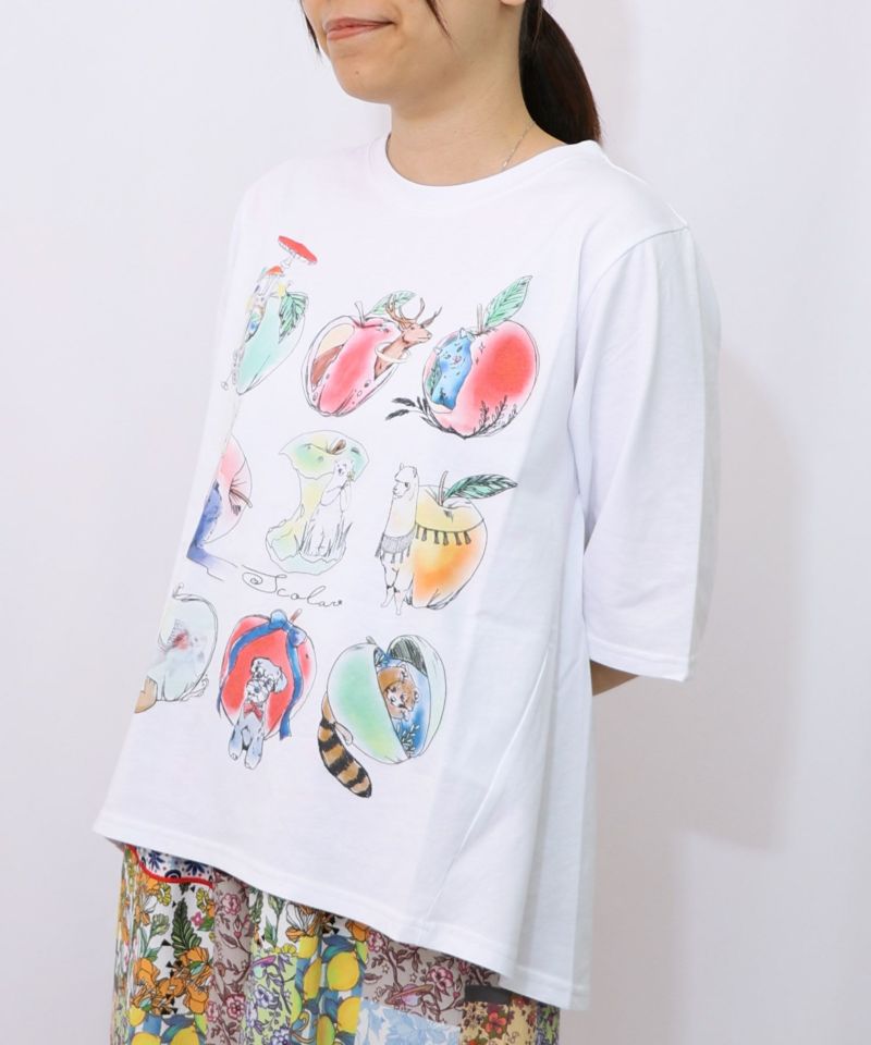 アニマルリンゴ柄Tシャツ-7