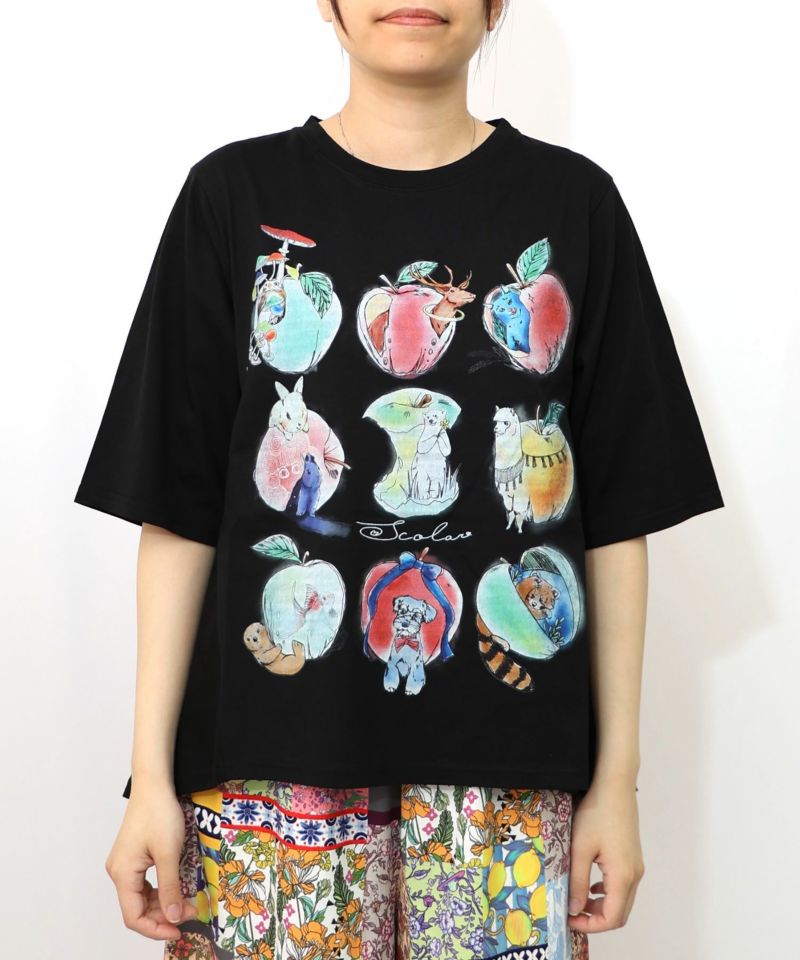 アニマルリンゴ柄Tシャツ-10