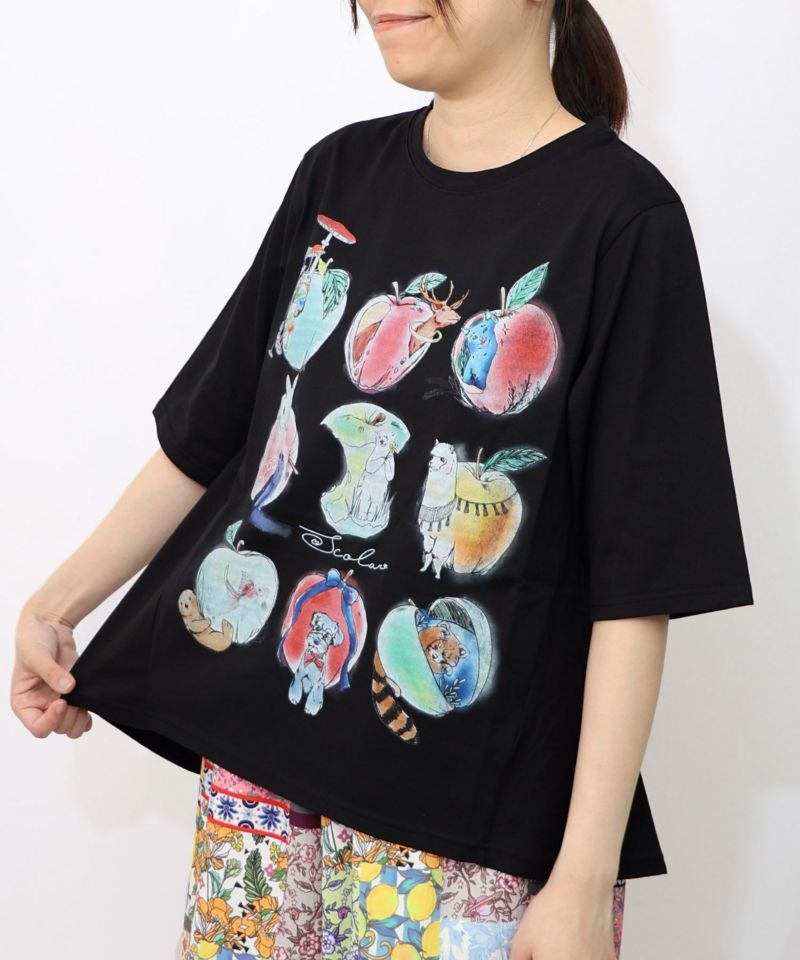 アニマルリンゴ柄Tシャツ-11