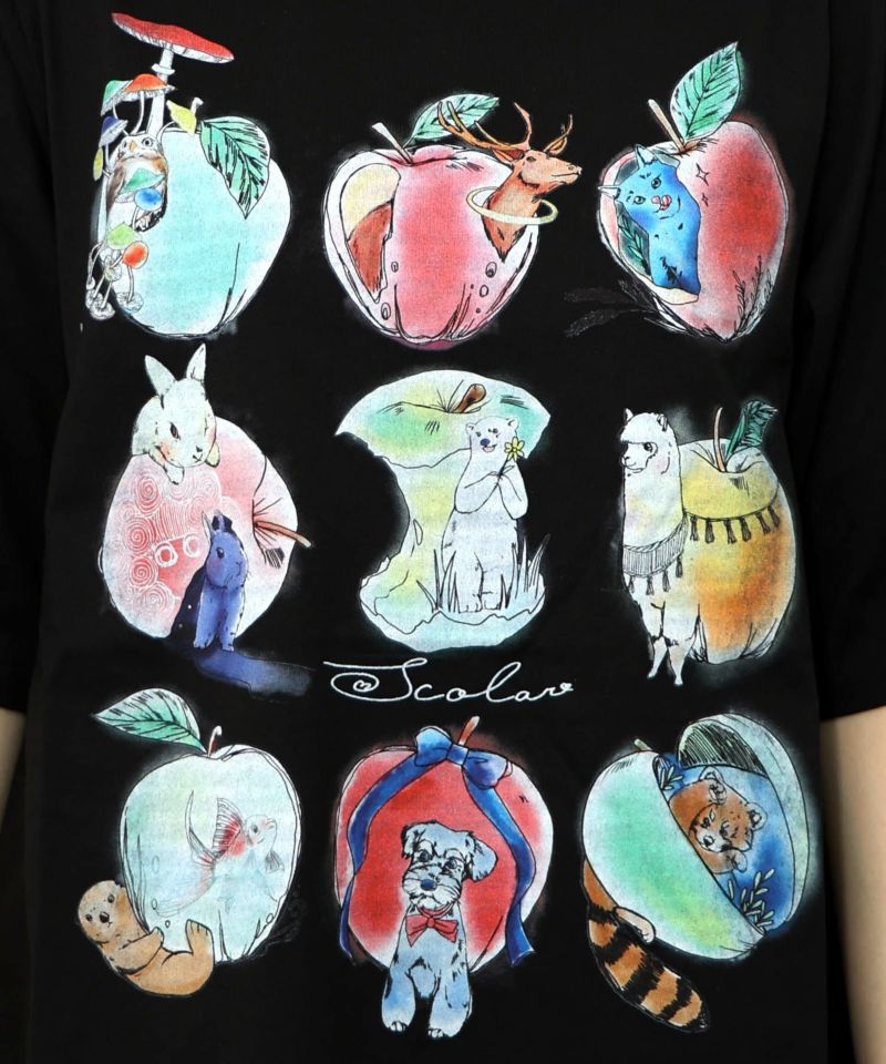 アニマルリンゴ柄Tシャツ-13