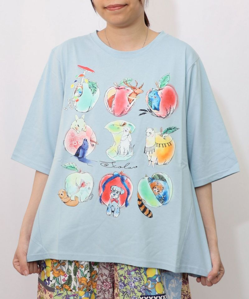 アニマルリンゴ柄Tシャツ-14