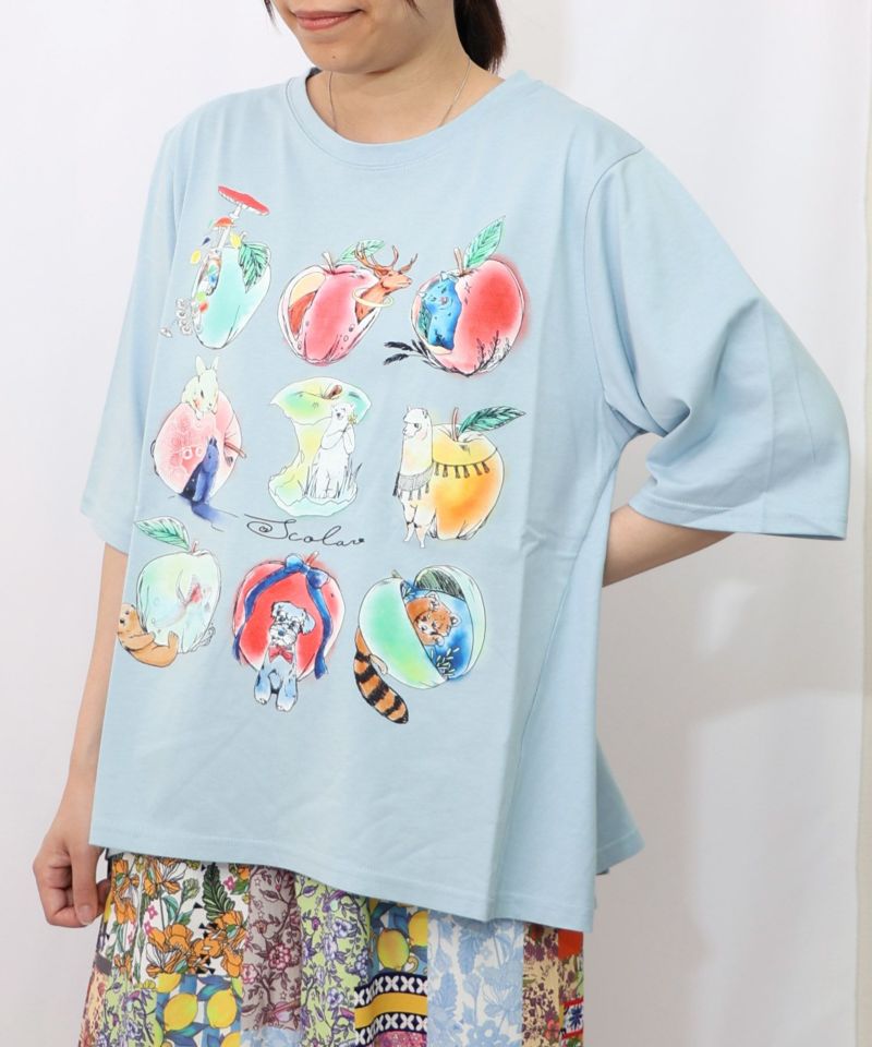 アニマルリンゴ柄Tシャツ-15