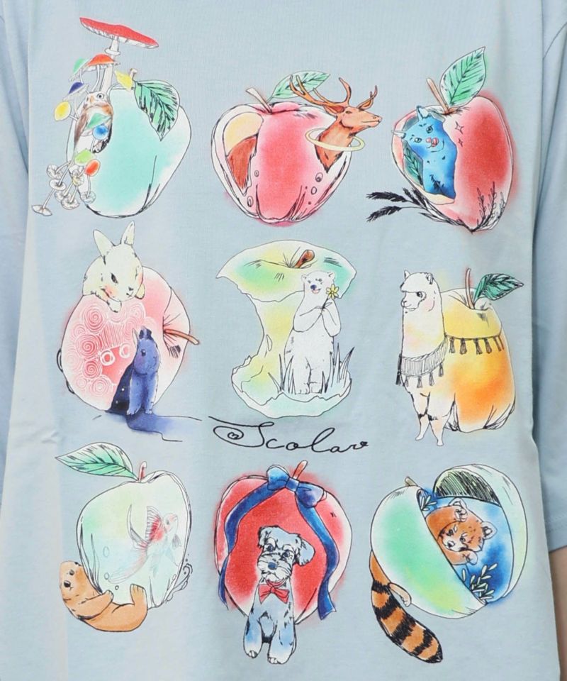 アニマルリンゴ柄Tシャツ-17