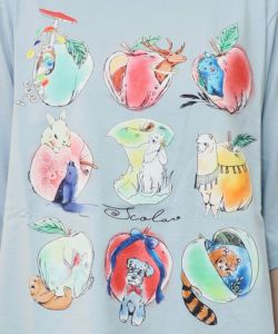 アニマルリンゴ柄Tシャツ-17