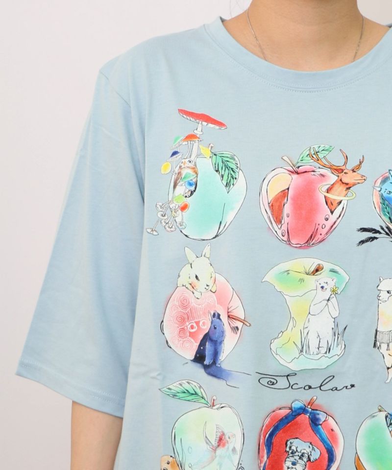 アニマルリンゴ柄Tシャツ-19