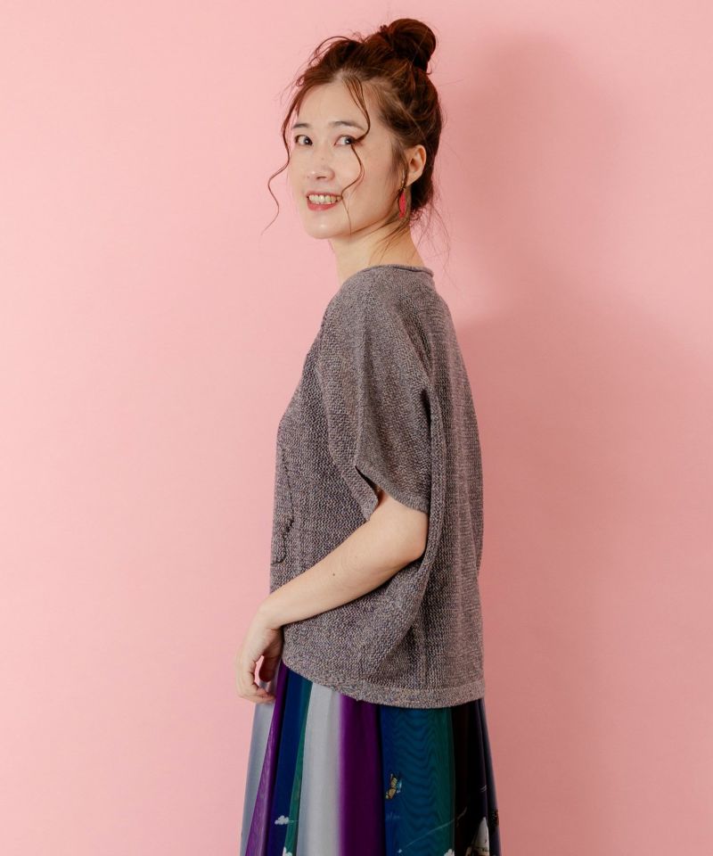 麻混KNITネコ柄プルオーバー-3