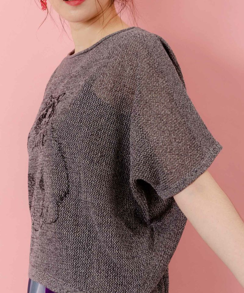 麻混KNITネコ柄プルオーバー-5