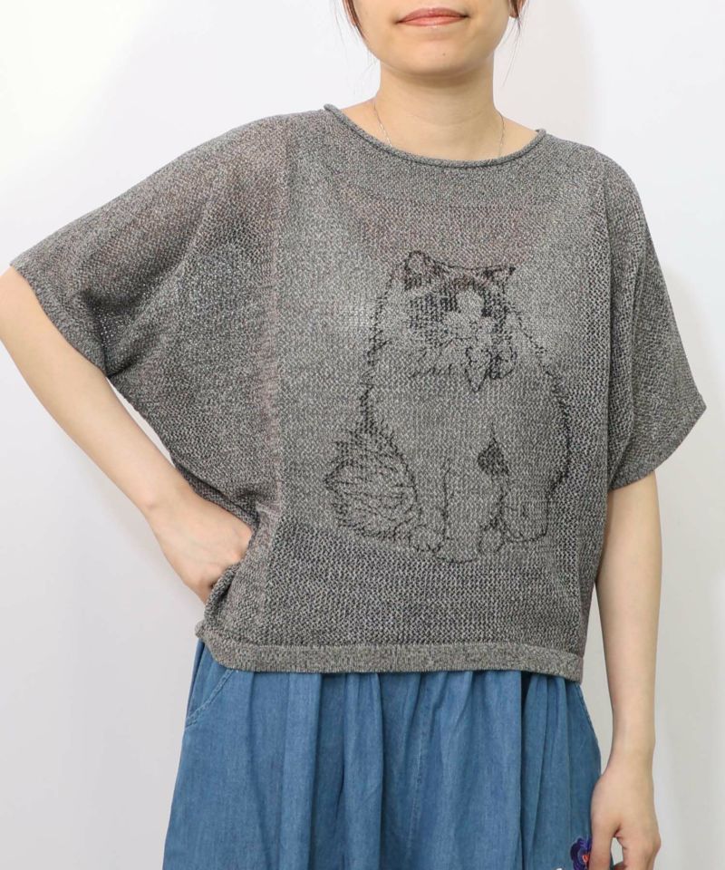 麻混KNITネコ柄プルオーバー-7