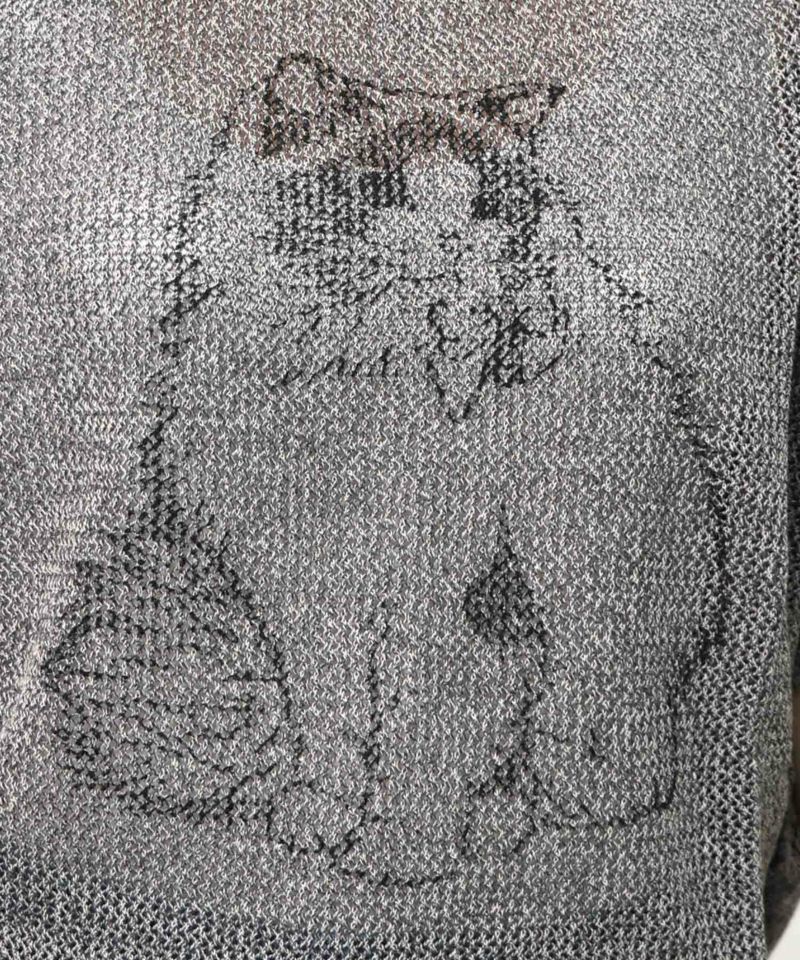 麻混KNITネコ柄プルオーバー-10