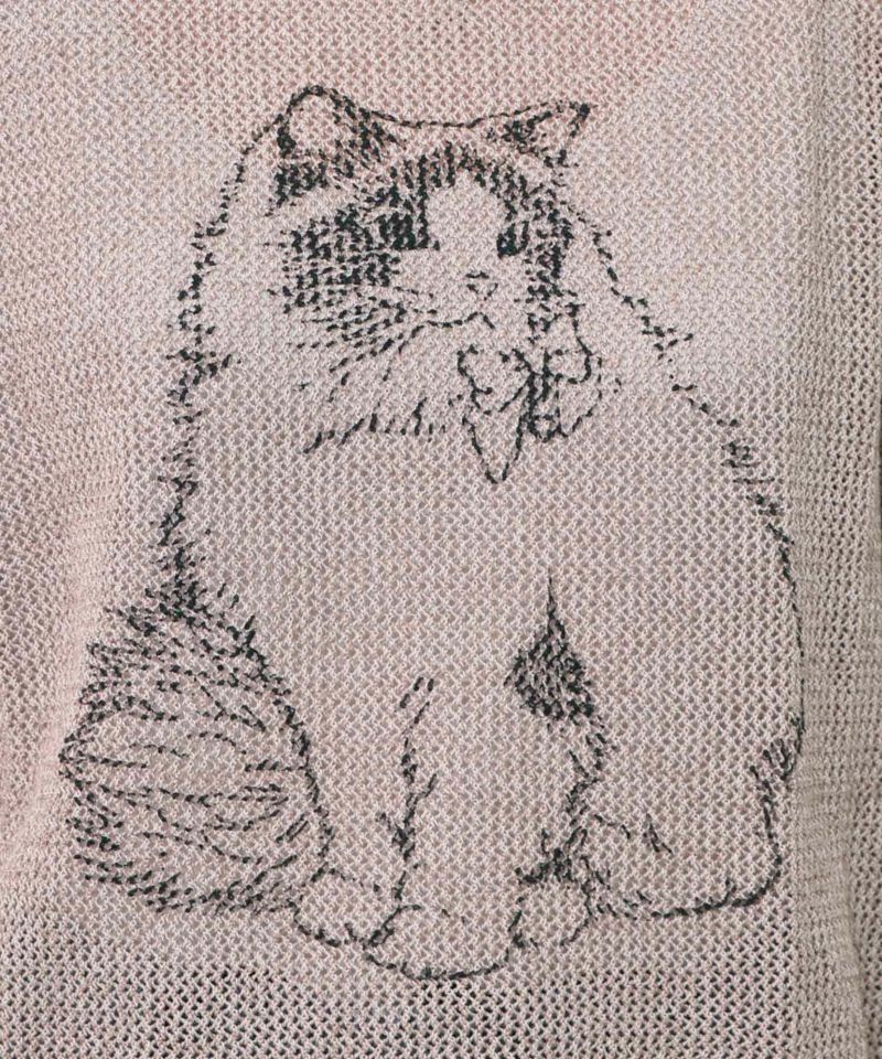 麻混KNITネコ柄プルオーバー-14