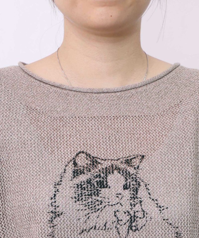 麻混KNITネコ柄プルオーバー-15