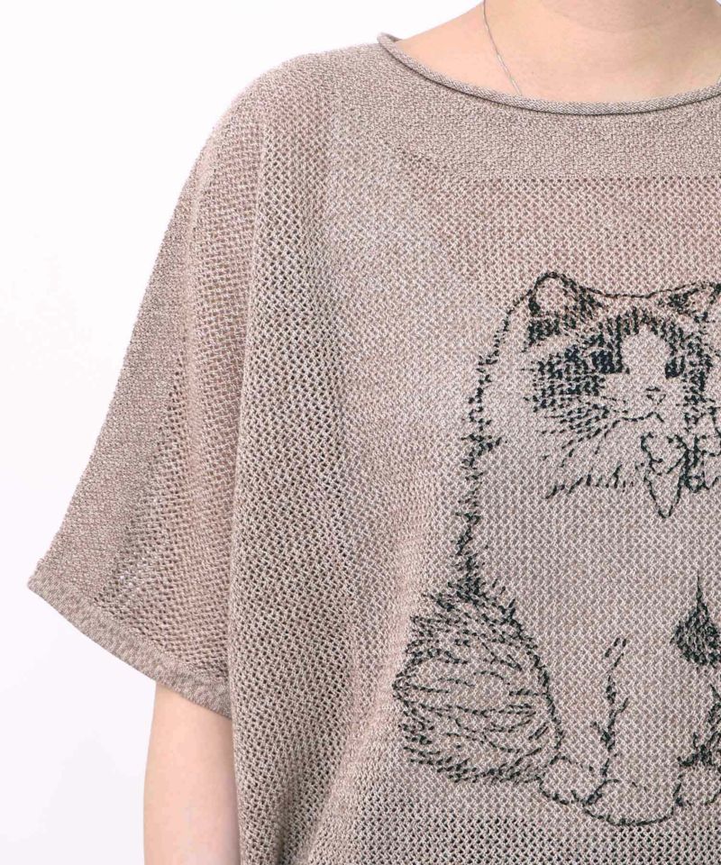 麻混KNITネコ柄プルオーバー-16