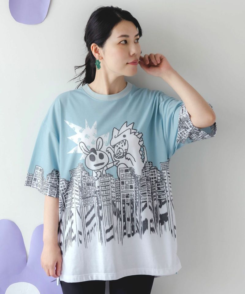 うさクマヒーローごっこ柄Tシャツ-1