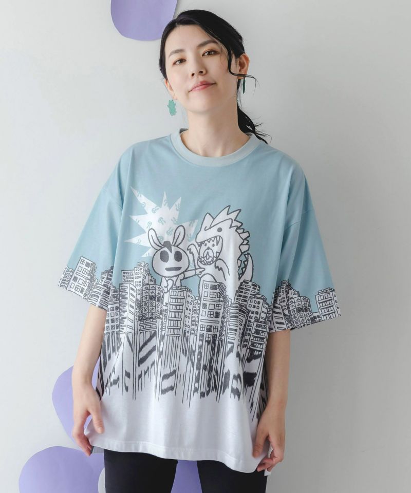 うさクマヒーローごっこ柄Tシャツ-3