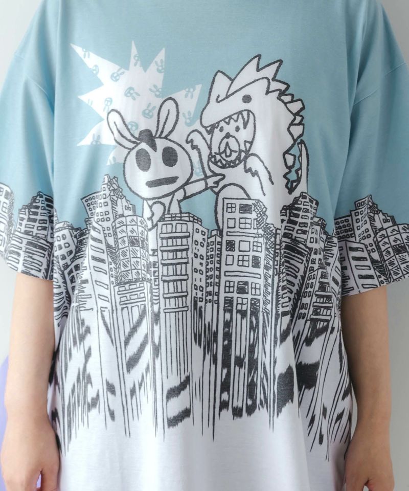うさクマヒーローごっこ柄Tシャツ-6