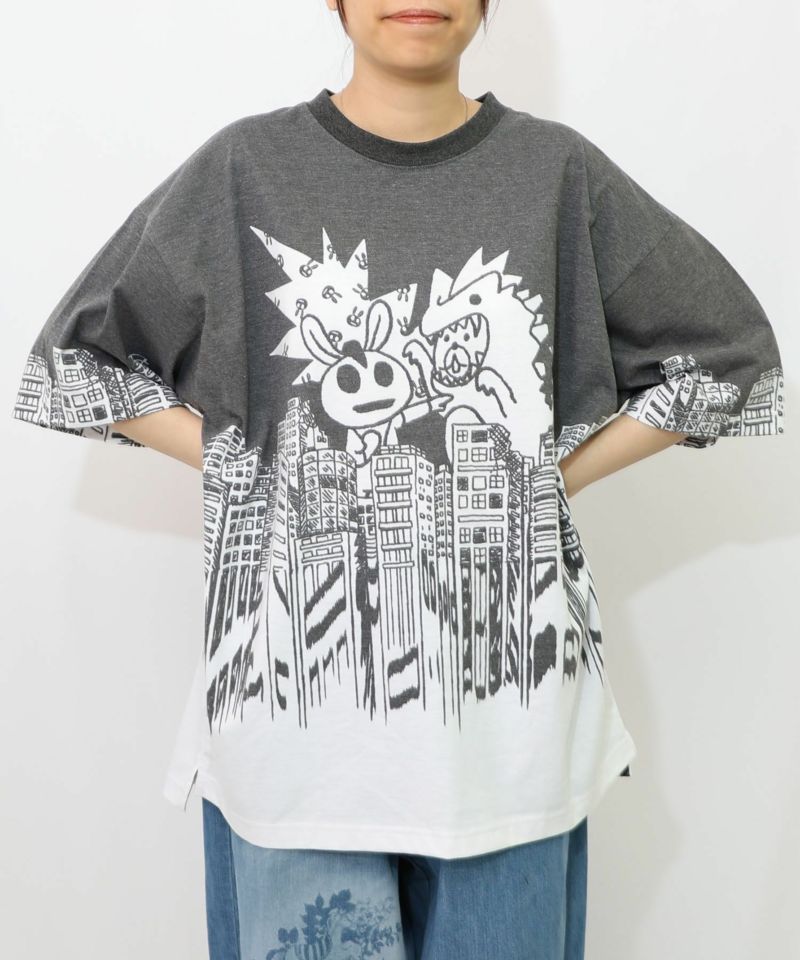うさクマヒーローごっこ柄Tシャツ-8