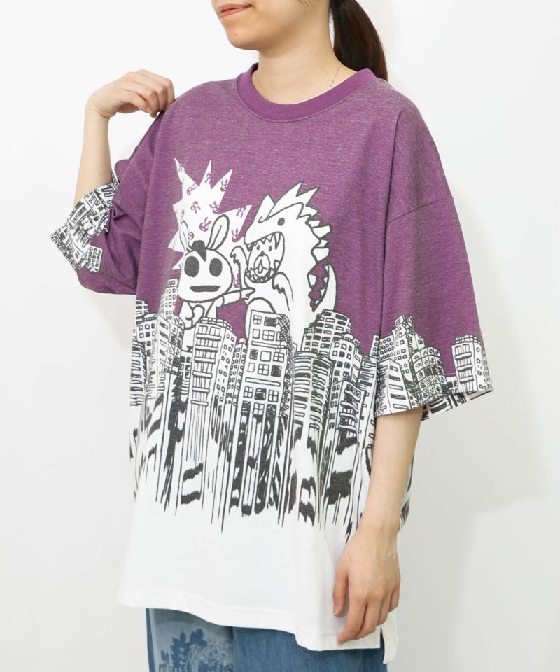 うさクマヒーローごっこ柄Tシャツ-16