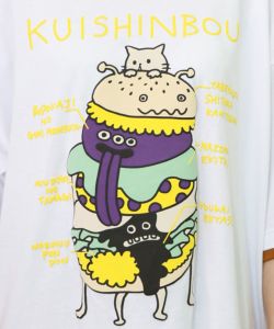 パリティのネコとモンスター「くいしんぼう」Tシャツ-11