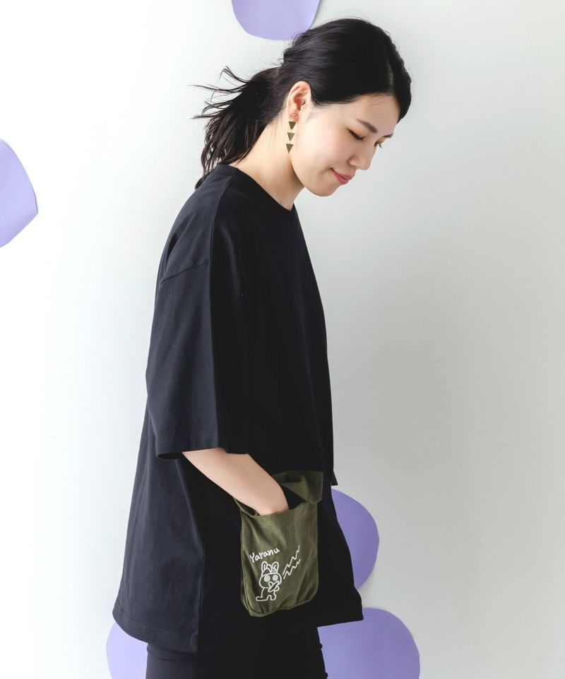 ヒーローごっこ刺繍 ポケット付きドロストTシャツ-4