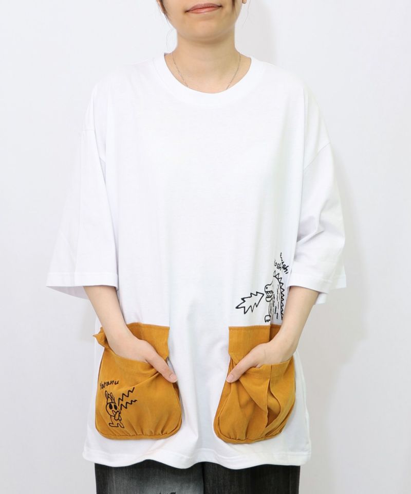 ヒーローごっこ刺繍 ポケット付きドロストTシャツ-8