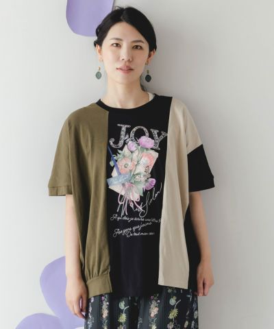 未使用　is scolar イズスカラー　シフォン重ね刺繍プルオーバー　ドルマン iS ScoLar シャツ is イズ スカラー 552209 蝶舞う花畑プリント