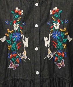 花柄刺繍デニムグラデーション シャツワンピース-10