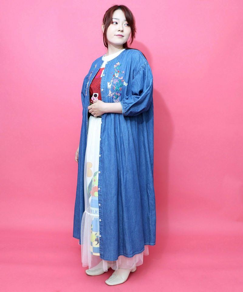 花柄刺繍デニムグラデーション シャツワンピース-21
