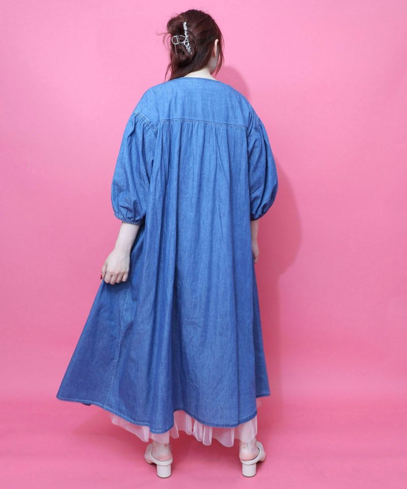 花柄刺繍デニムグラデーション シャツワンピース-22