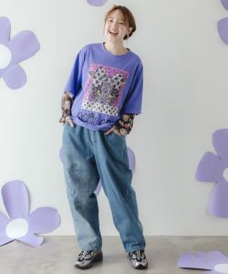 スカラー デニム 152735：スカラーPOP柄 スプレープリントデニムパンツの通販-ScoLar