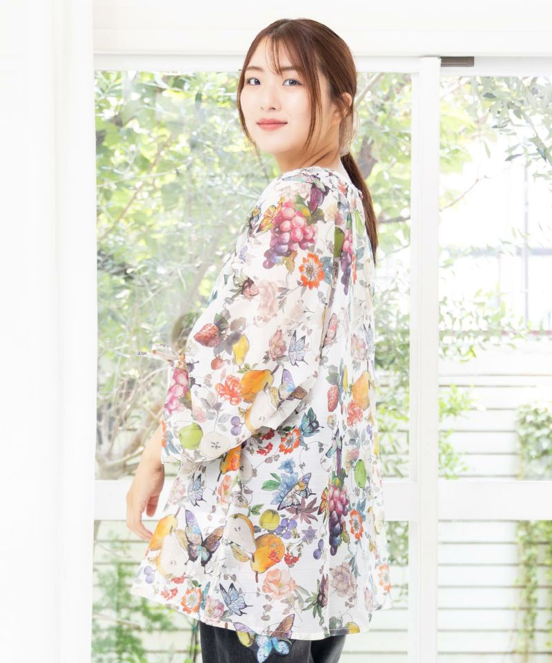 ミックスフルーツ柄シアーチェックチュニック-3