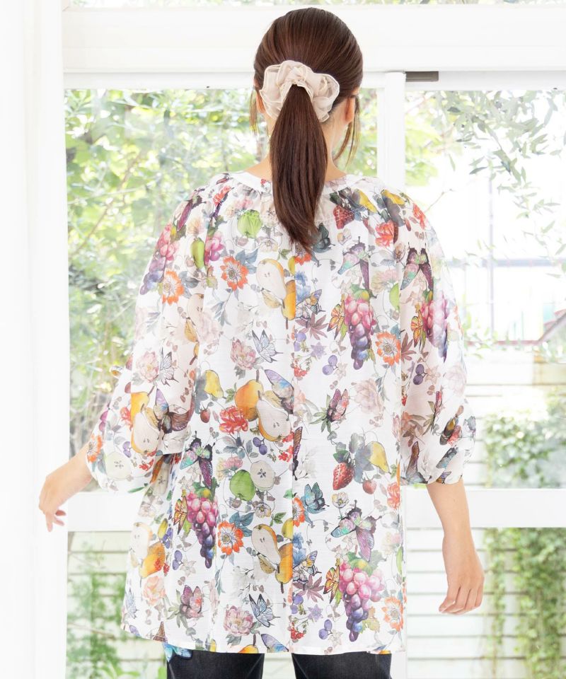ミックスフルーツ柄シアーチェックチュニック-4
