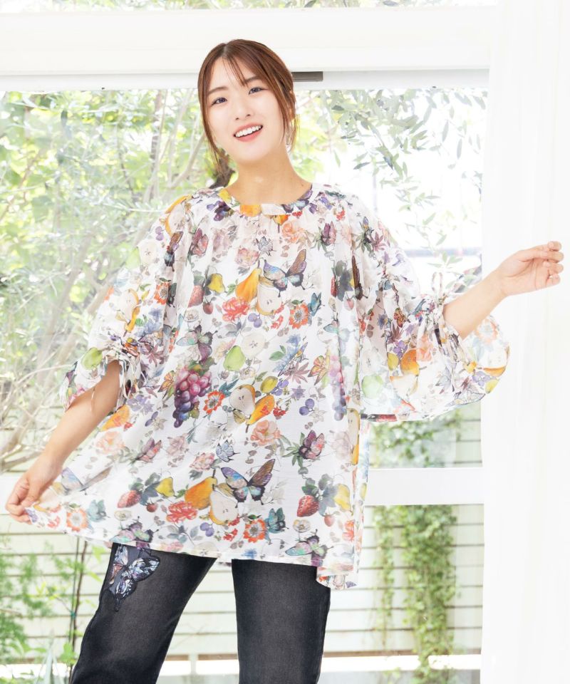 ミックスフルーツ柄シアーチェックチュニック-5