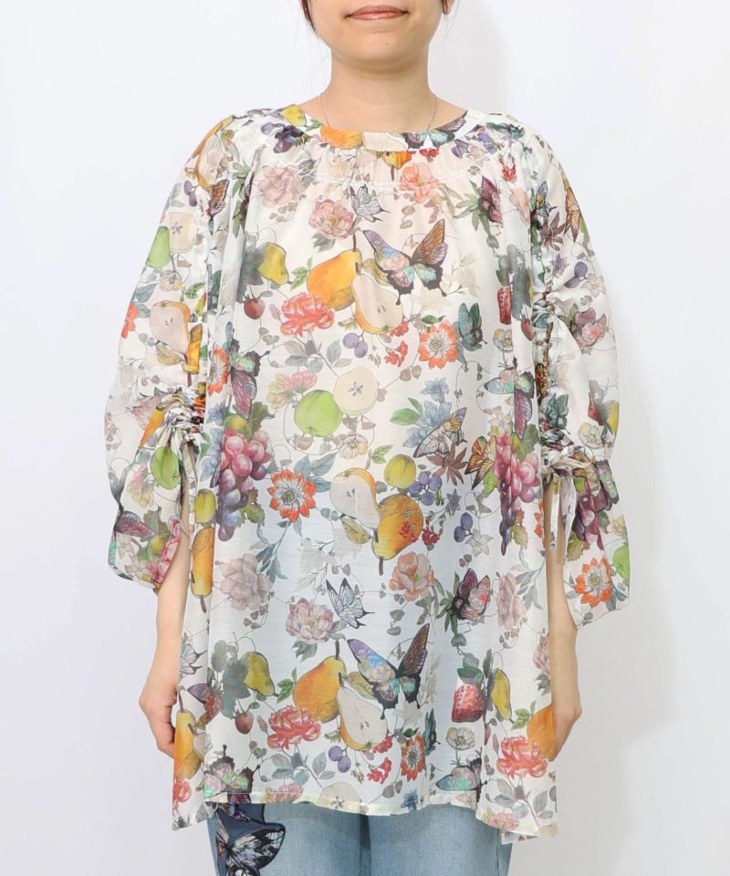 ミックスフルーツ柄シアーチェックチュニック-6