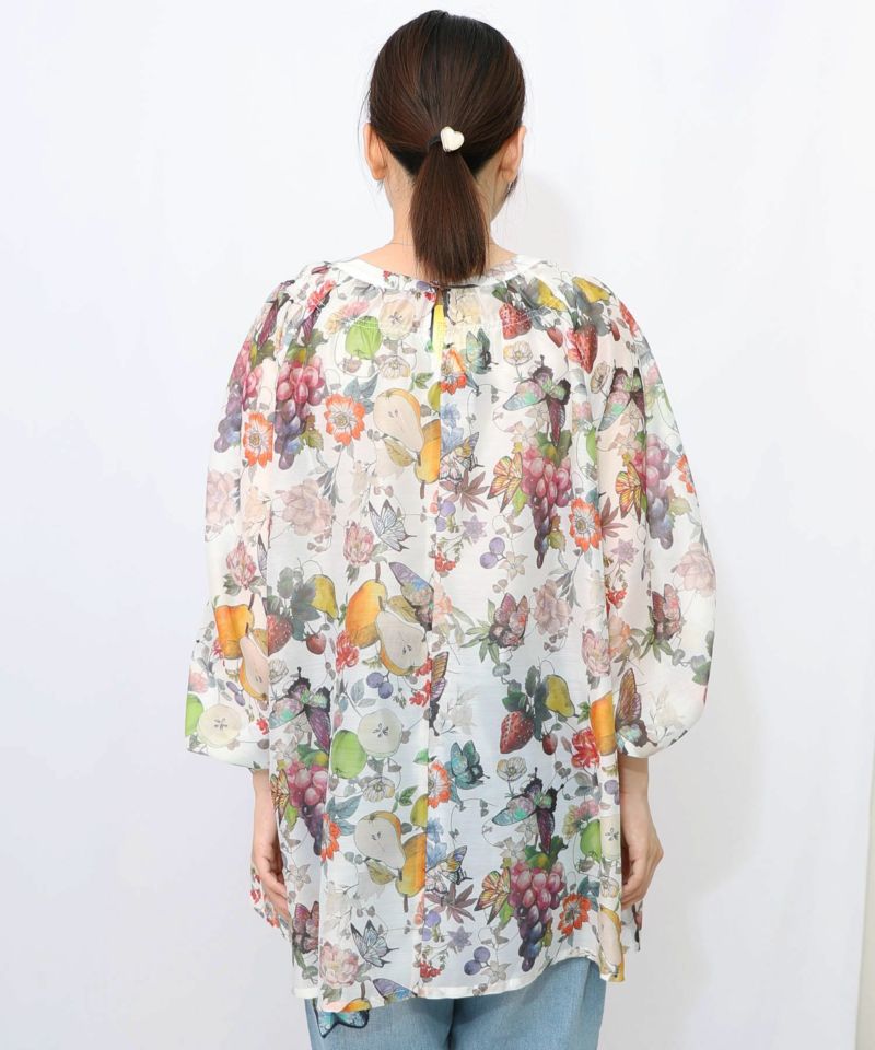 ミックスフルーツ柄シアーチェックチュニック-8