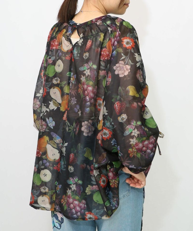 ミックスフルーツ柄シアーチェックチュニック-12