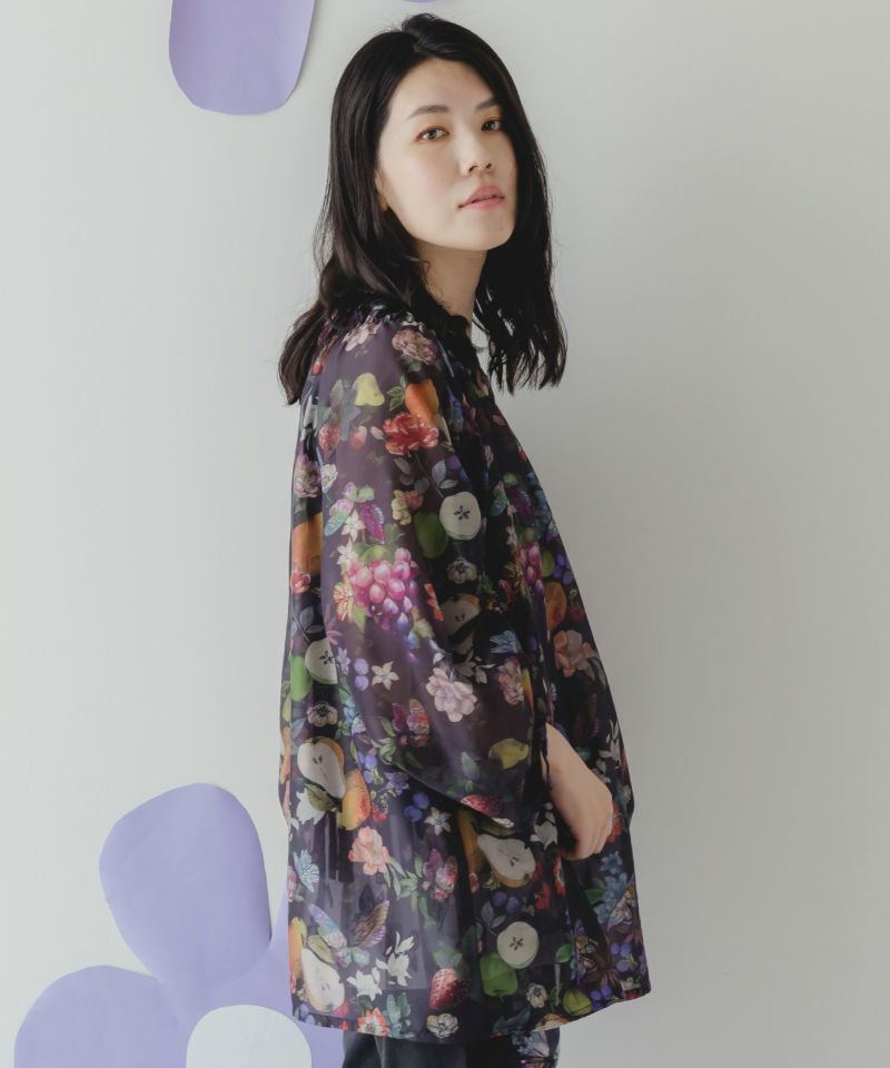 ミックスフルーツ柄シアーチェックチュニック-16