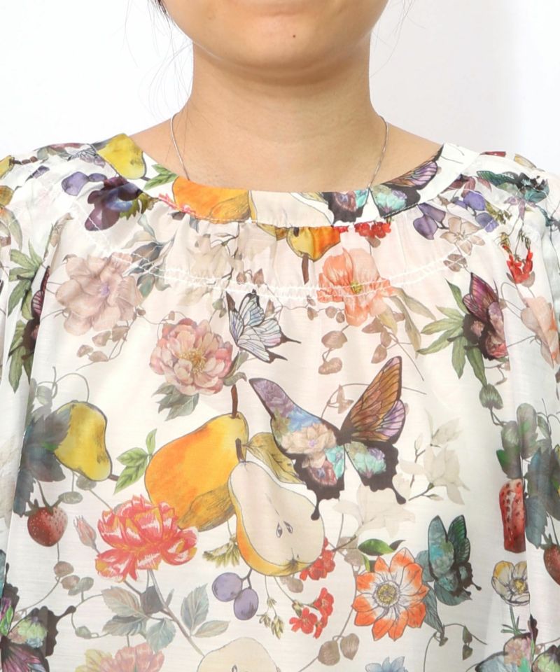 ミックスフルーツ柄シアーチェックチュニック-20