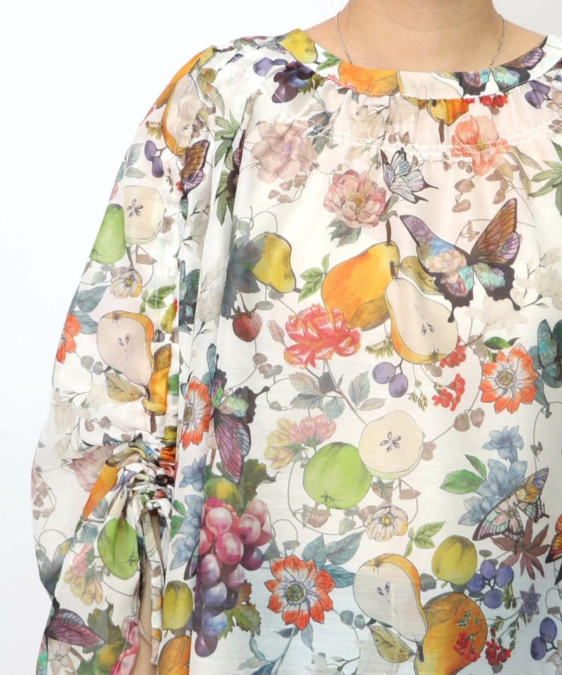 ミックスフルーツ柄シアーチェックチュニック-21