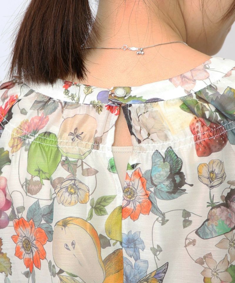 ミックスフルーツ柄シアーチェックチュニック-23