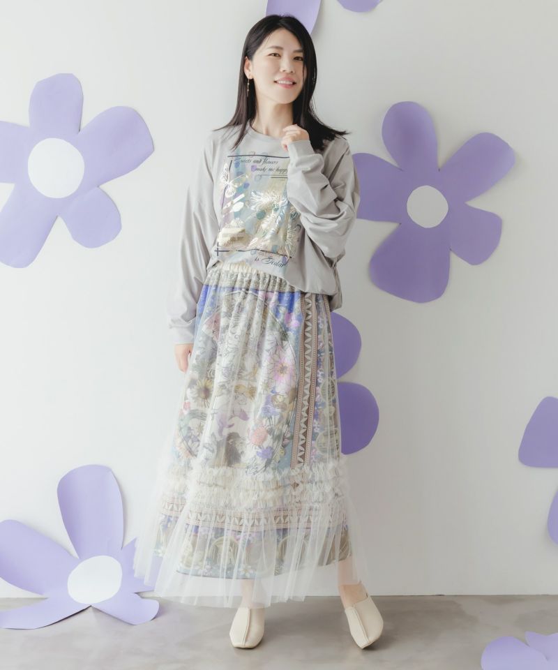 星座柄チュール重ねティアードスカート-2
