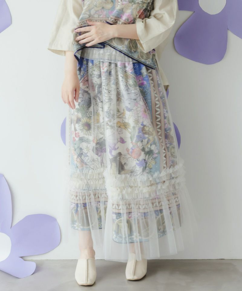 星座柄チュール重ねティアードスカート-3