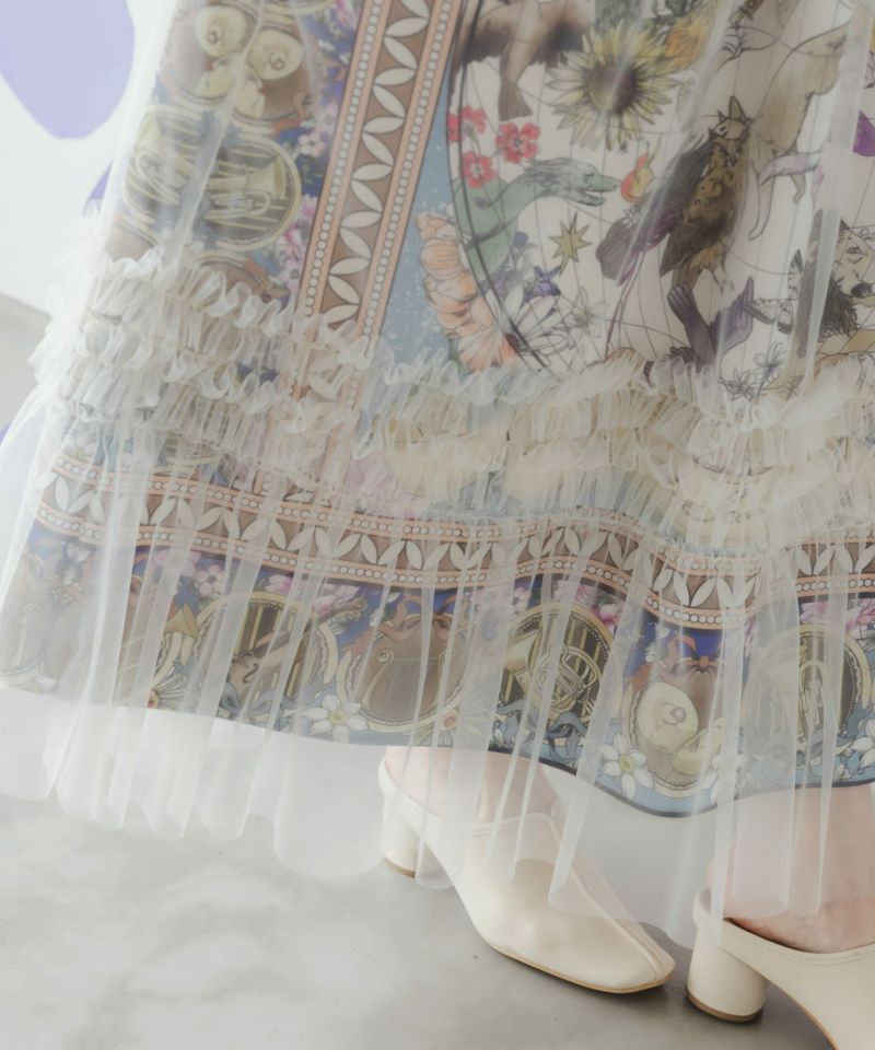 星座柄チュール重ねティアードスカート-6